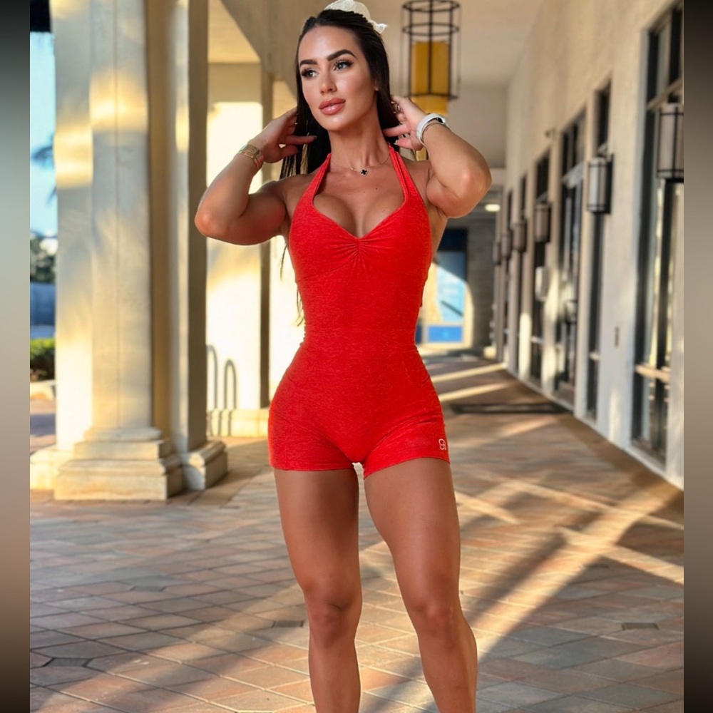 Bombshell Sportswear Red Halter Romper